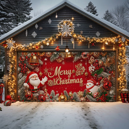 Shineful Garage Door Banner Decoration Festive Santa's Greeting