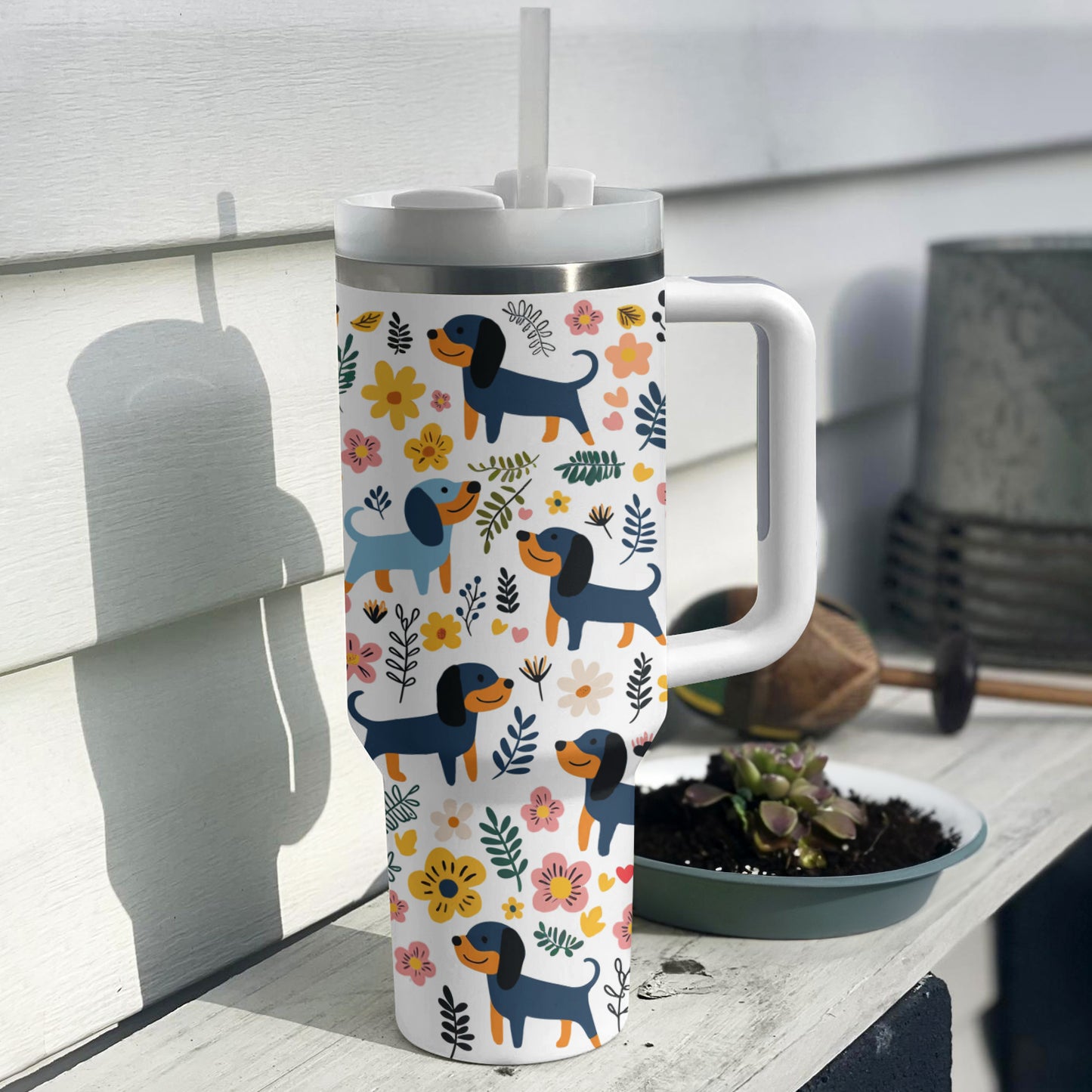 Shineful Tumbler Floral Cute Dachshund