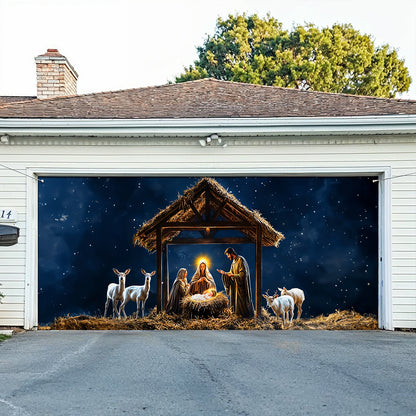 Shineful Garage Door Banner Decoration Holy Nativity
