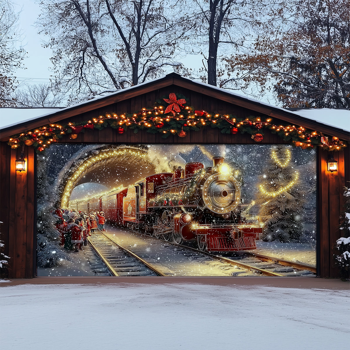 Shineful Garage Door Banner Decoration - Holiday Express