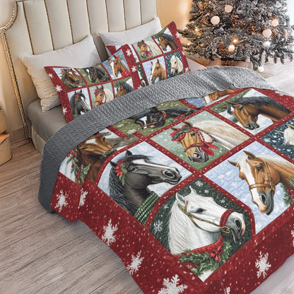 Shineful All Season Quilt 3-Piece Set Holiday Horses