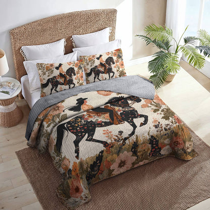 Shineful All Season Quilt 3-Piece Set - Floral Cowgirl