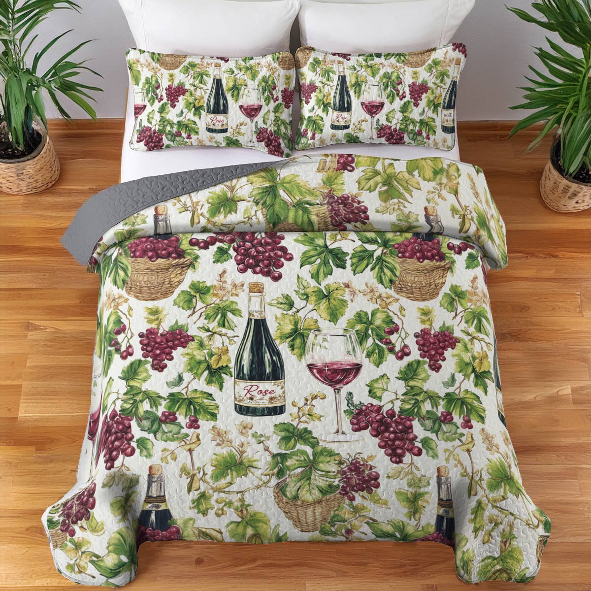 Shineful All Season Quilt 3-Piece Set Rosé Vines