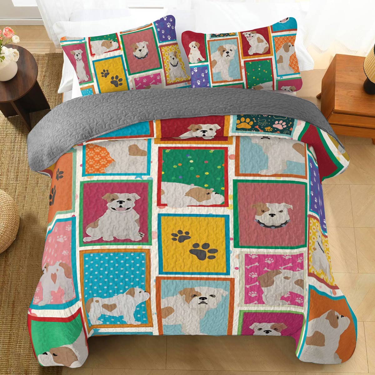 Shineful All Season Quilt 3-Piece Set Pitbull Fun