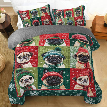Shineful All Season Quilt 3-Piece Set Festive Frenchie