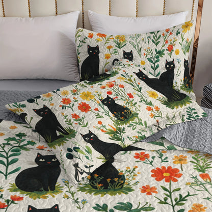 Shineful All Season Quilt 3-Piece Set Spring Cat