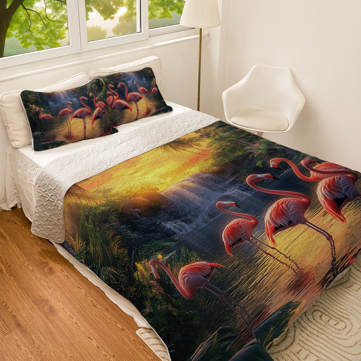 Shineful All Season Quilt 3-Piece Set - Fabulous Flamingos Paradise