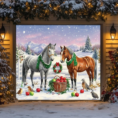 Shineful Garage Door Banner Decoration  Holiday Stable Elegance