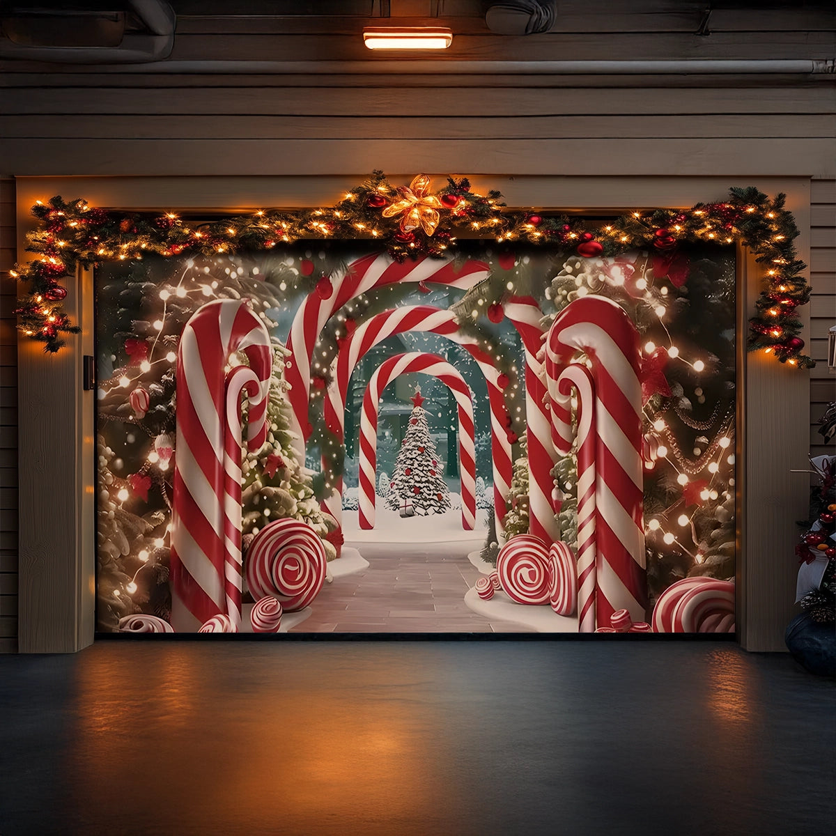 Shineful Garage Door Banner Decoration Christmas Candy Cane