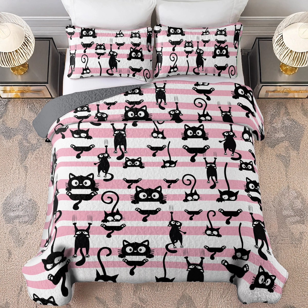 Shineful All Season Quilt 3-Piece Set - Curious Cats