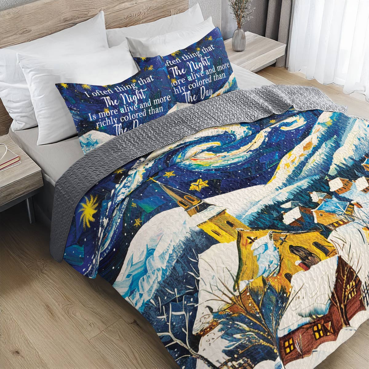 Shineful All Season Quilt 3-Piece Set Starry Village