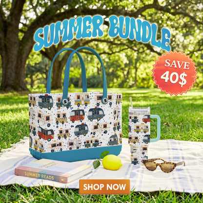 Shineful Bundle Beach Bag And Tumbler Vintage Camper