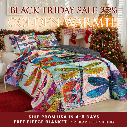 Shineful Quilt 3-Piece Set Dragonfly Harmony
