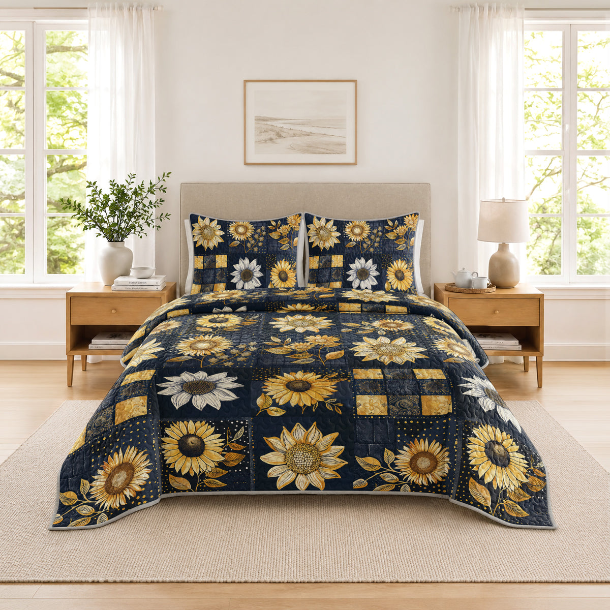 Shineful Quilt 3-Piece Set Inelegance Sunflowers