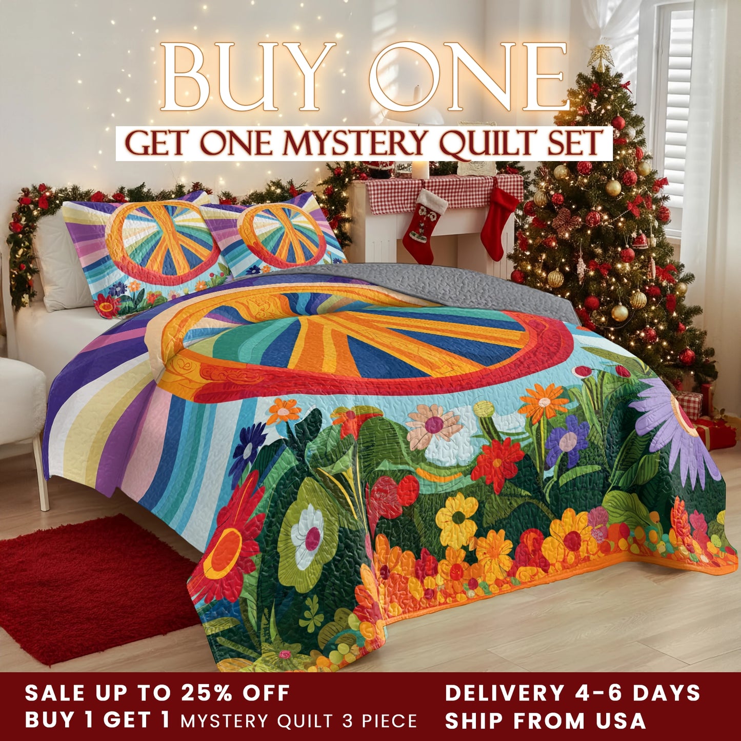 Shineful Quilt 3-Piece Set Peace Bloom