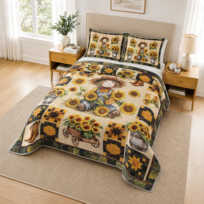 Shineful Quilt 3-Piece Set Peaceful Farmhouse Sunflower