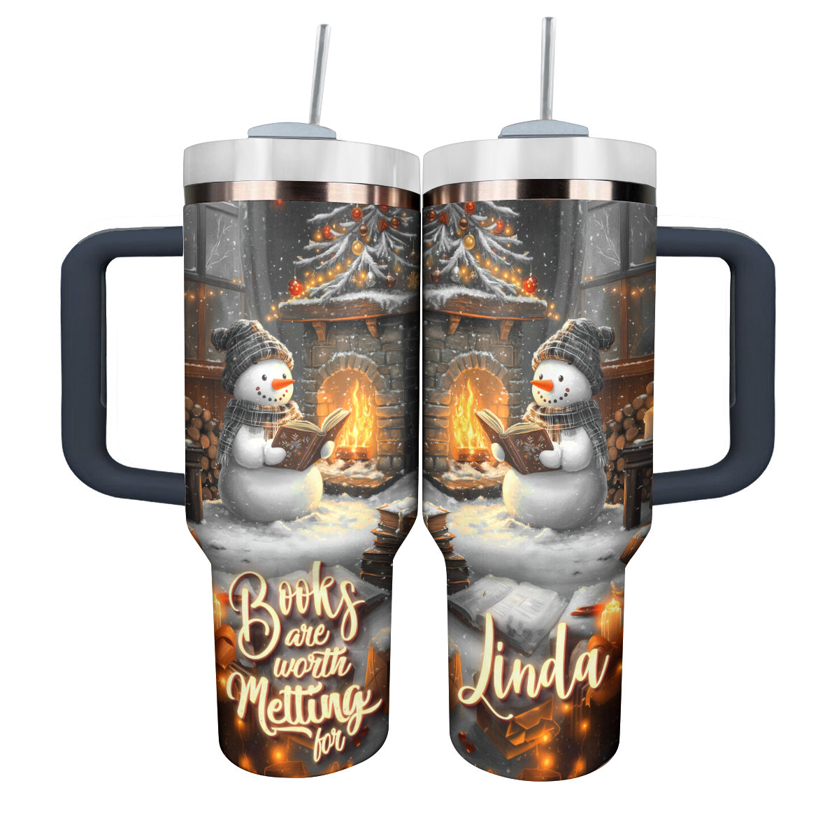Shineful Personalized Tumbler Snowman Books Are Worth Melting For