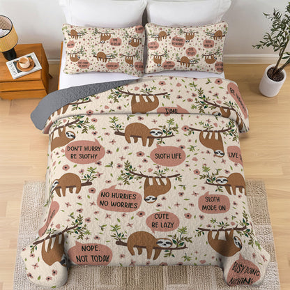 Shineful All Season Quilt 3-Piece Set Sloth Life Cream Day