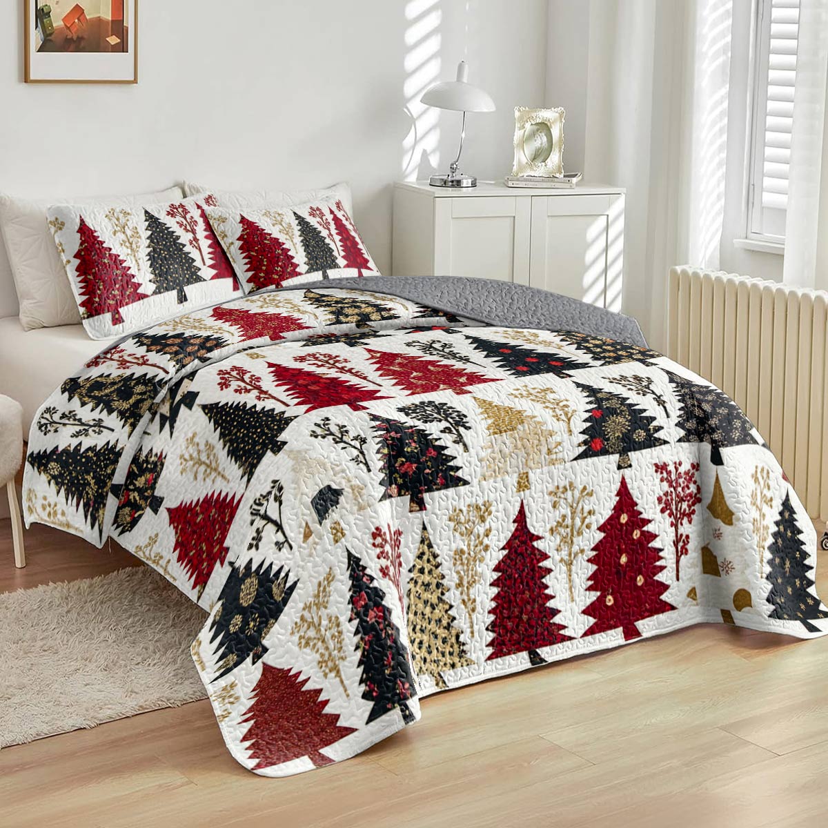 Shineful All Season Quilt 3-Piece Set Captivating Christmas Tree
