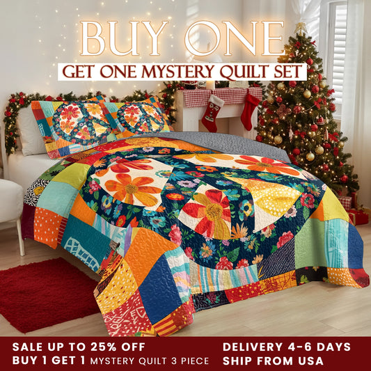 Shineful Quilt 3-Piece Set Flower Peace