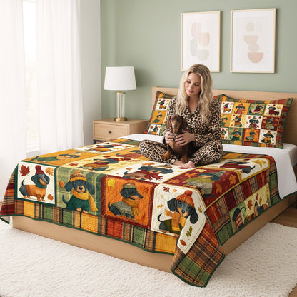 Shineful Quilt 3-Piece Set Snuggle Season Doxies