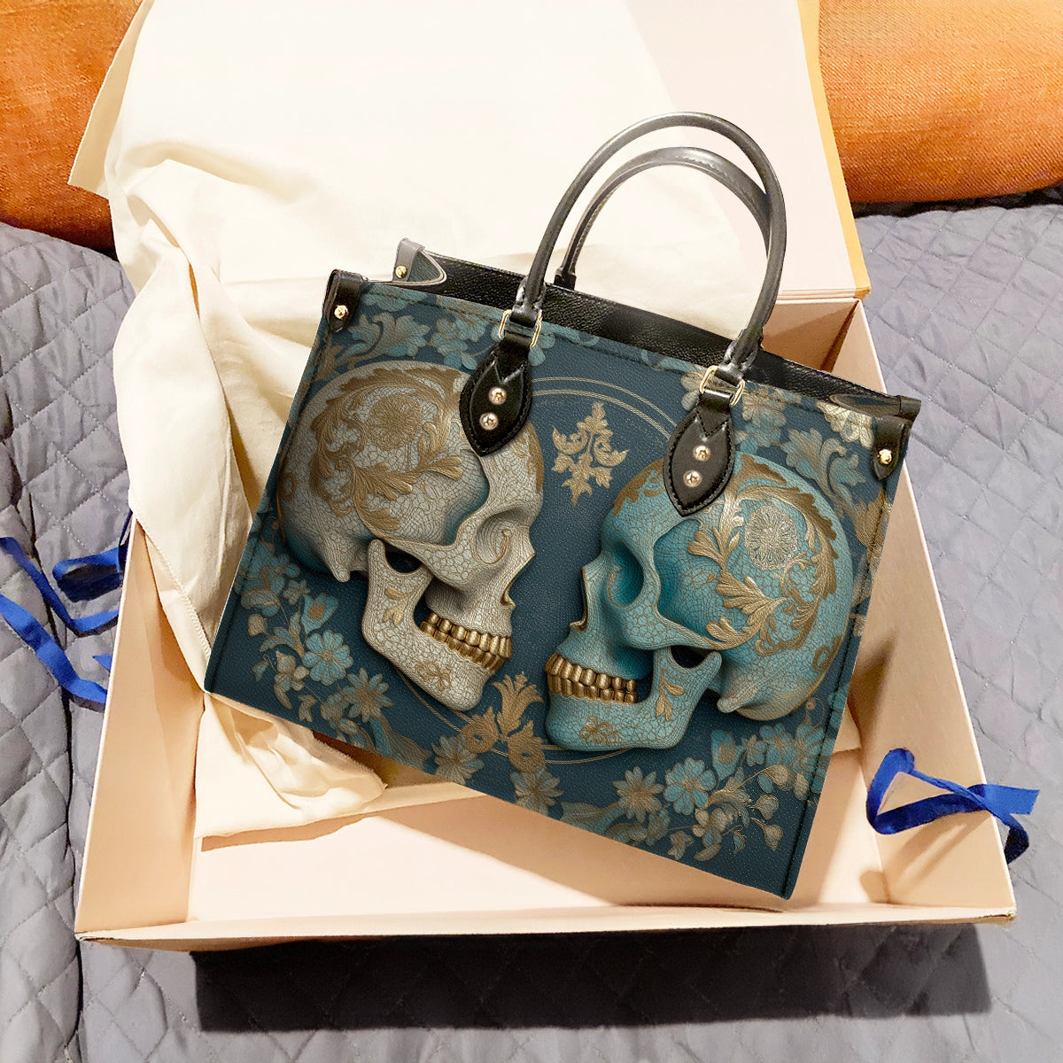 Shineful Leather Bag Echoes in Blue & Bone