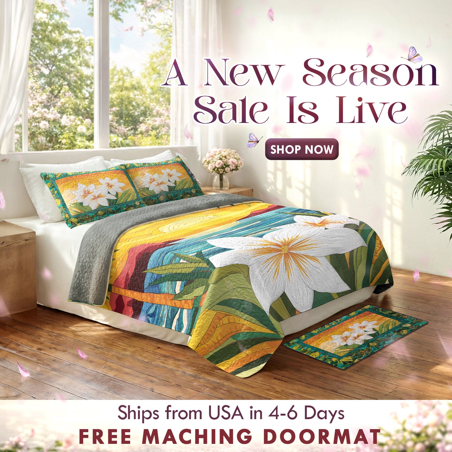Shineful Quilt 3-Piece Set Island Lily