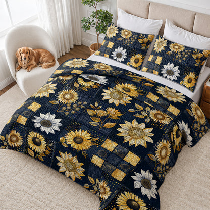 Shineful Quilt 3-Piece Set Inelegance Sunflowers