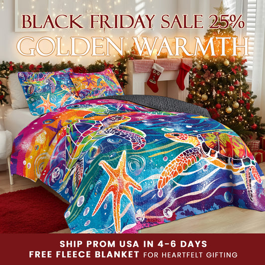 Shineful Quilt 3-Piece Set Turtle Rainbow