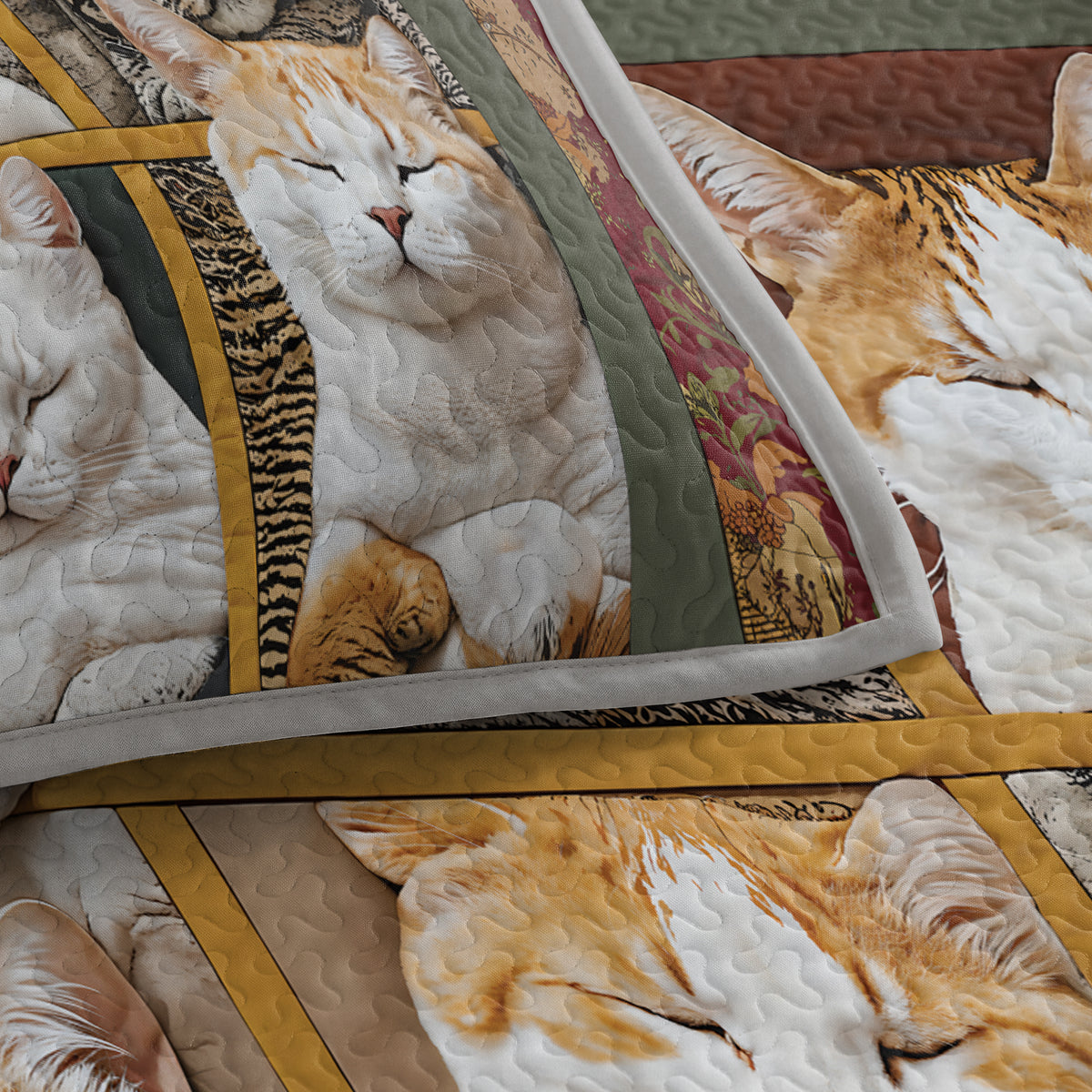 Shineful Quilt 3-Piece Set Sleepy Cats