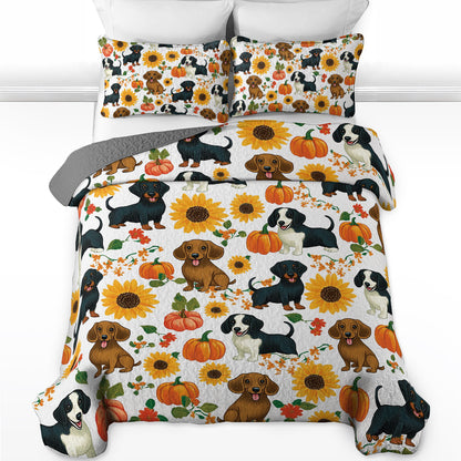 Shineful All Season Quilt 3-Piece Set - Dachshund Gentle Fall