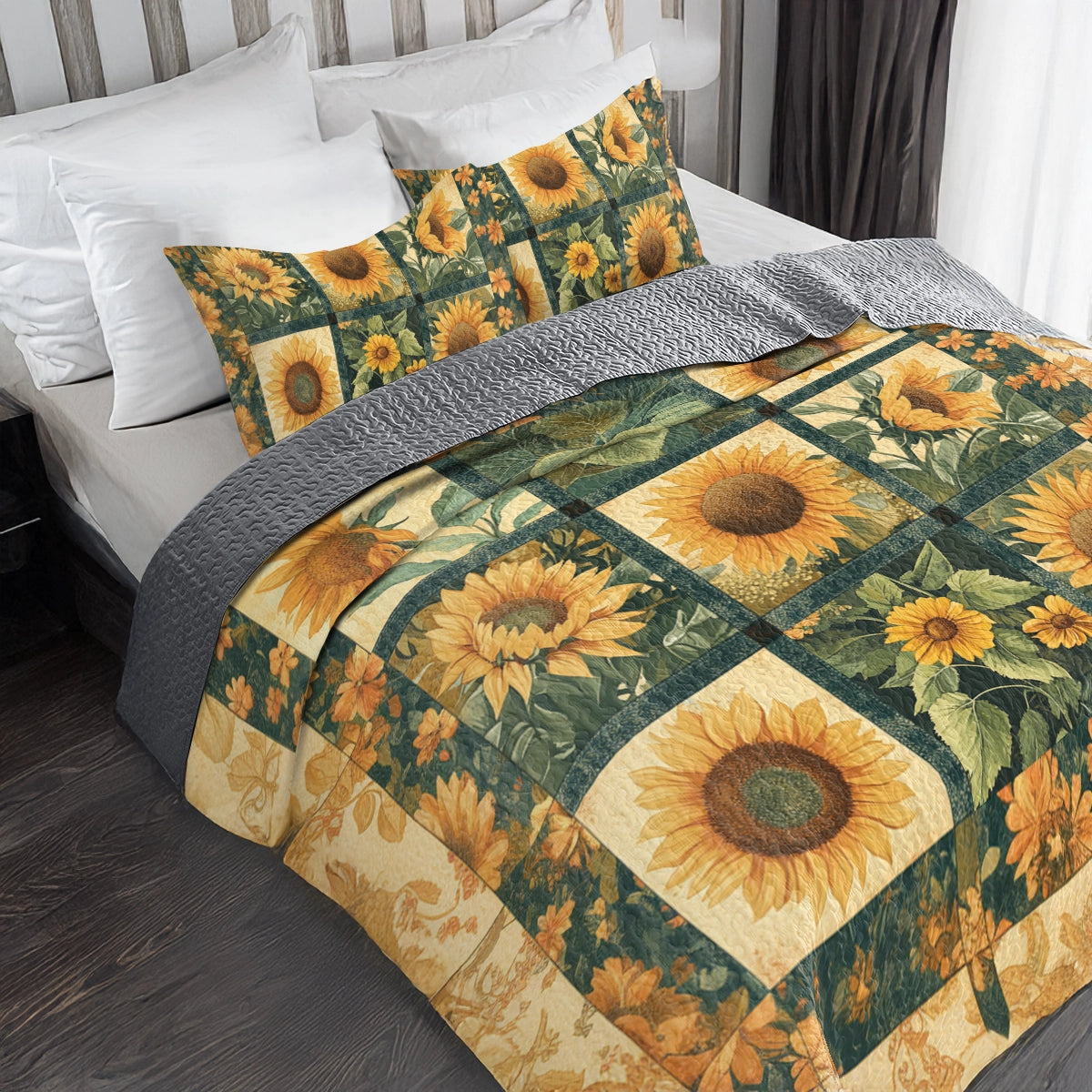Shineful All Season Quilt 3-Piece Set Sunflower Harvest Comfort