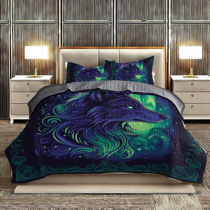 Shineful All Season Quilt 3-Piece Set - Wolf Totem And The Northern Lights