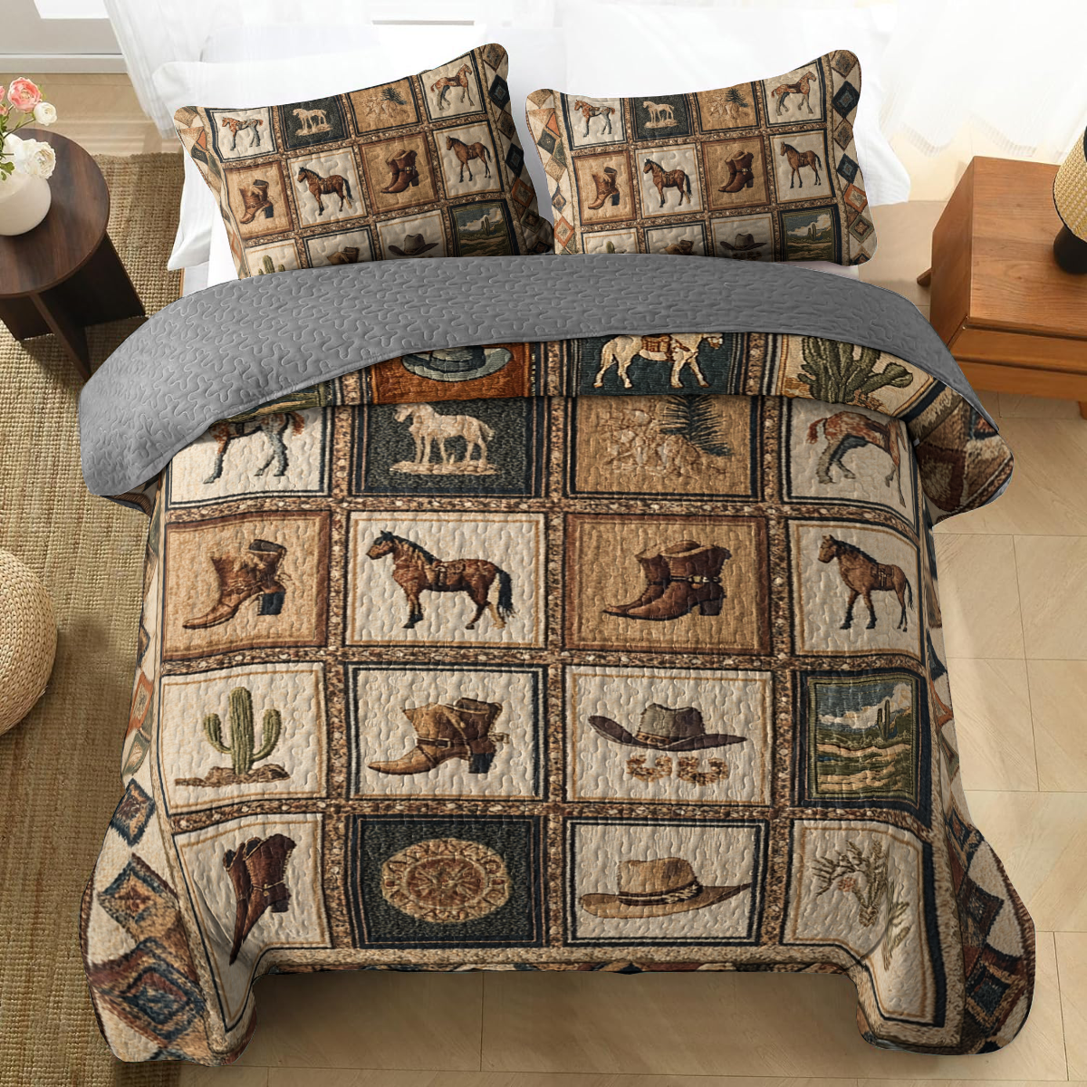 Shineful All Season Quilt 3-Piece Set -  Cowboy Trail