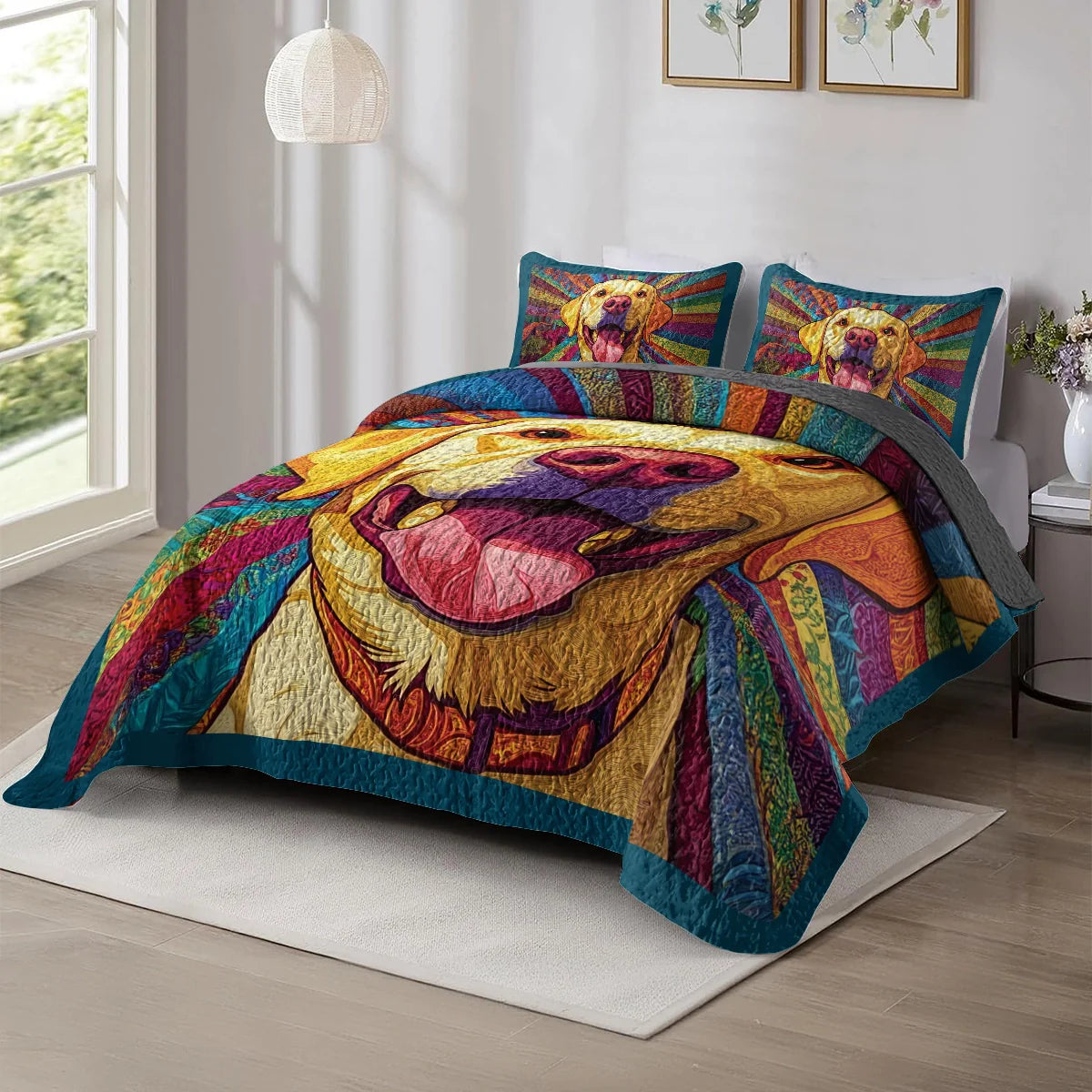 Shineful All Season Quilt 3-Piece Set - Happy Labrador