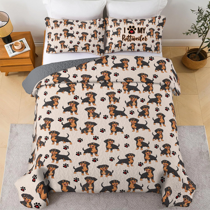 Shineful All Season Quilt 3-Piece Set - I Love My Rottweiler