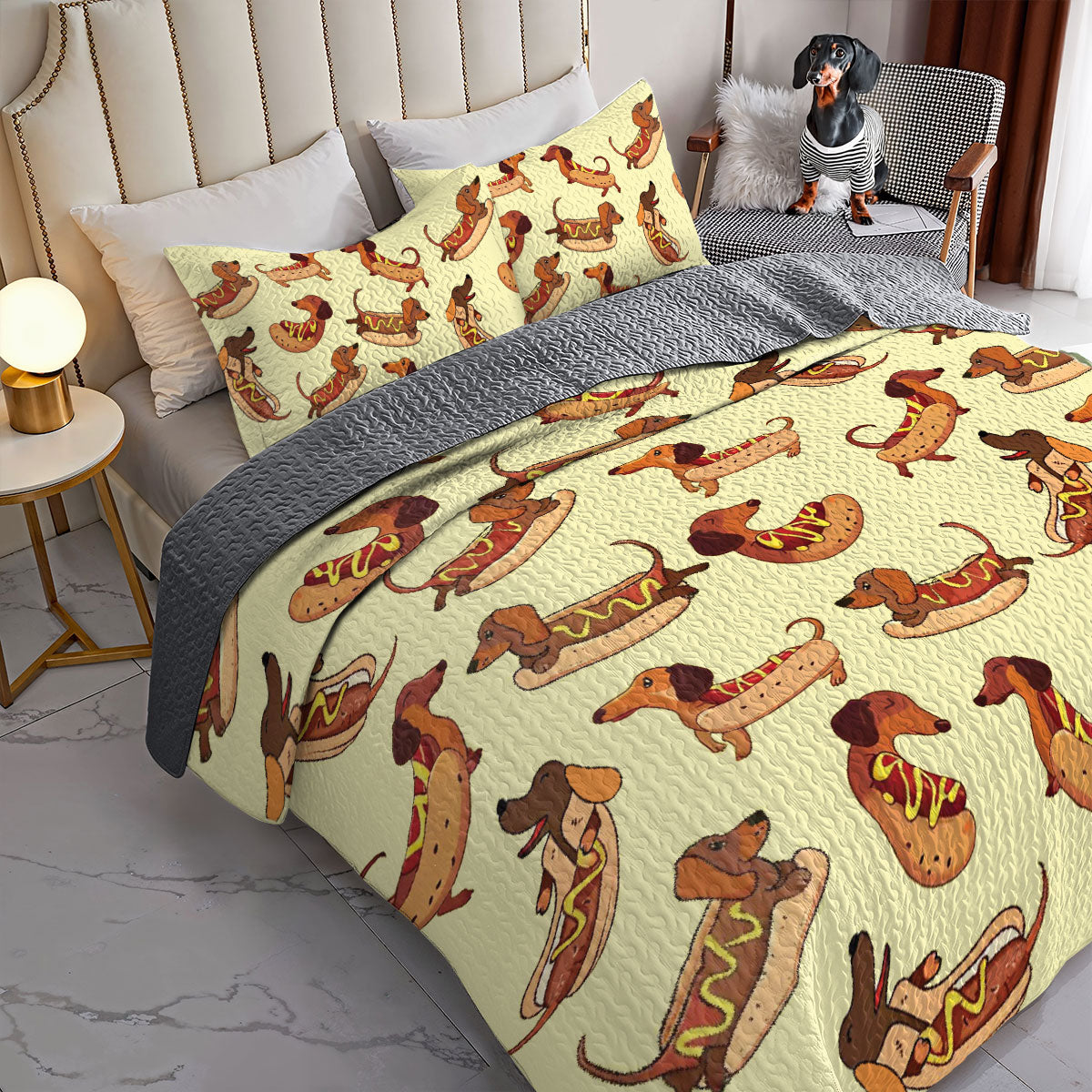 Shineful All Season Quilt 3-Piece Set Sweet Dachshund