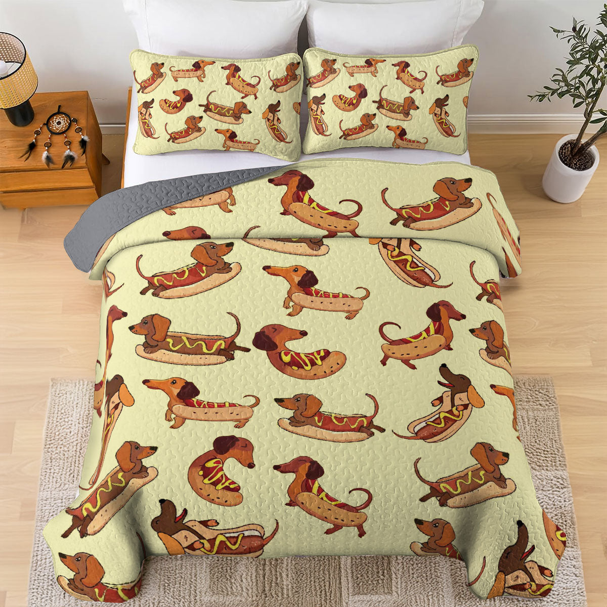 Shineful All Season Quilt 3-Piece Set Sweet Dachshund