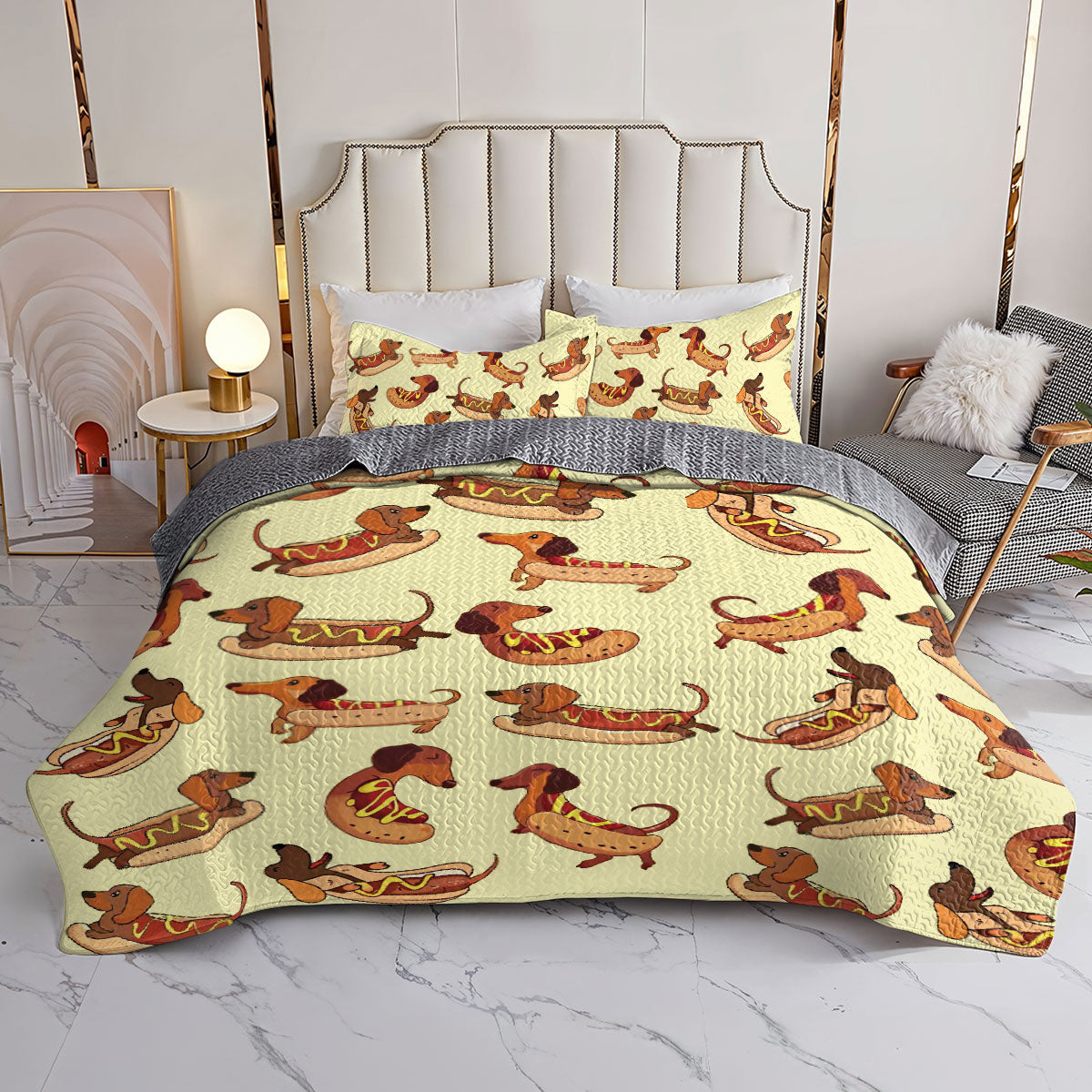 Shineful All Season Quilt 3-Piece Set Sweet Dachshund