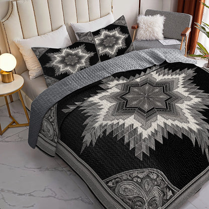 Shineful All Season Quilt 3-Piece Set Black Star Silence