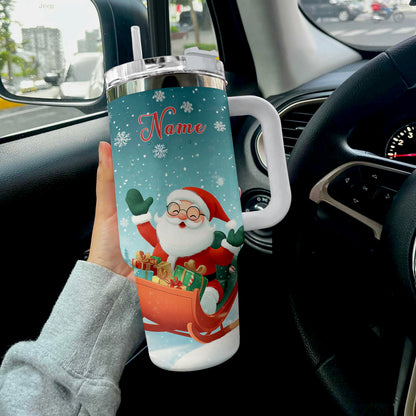 Shineful Tumbler Personalized Christmas Jolly Santa Sleigh Ride