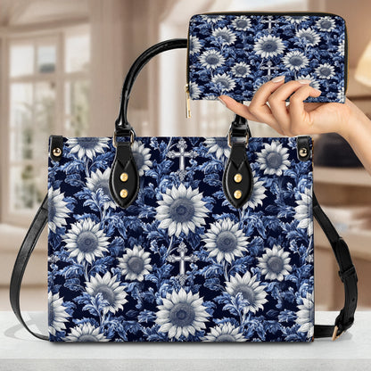 Shineful Leather Bag Midnight Blue Sunflower Cross