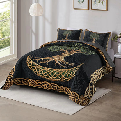 Shineful All Season Quilt 3-Piece Set - Irish Celtic Tree of Life