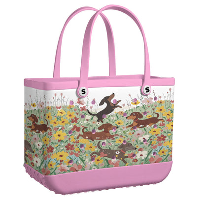 Shineful Beach Bag Dachshund In Flower Garden