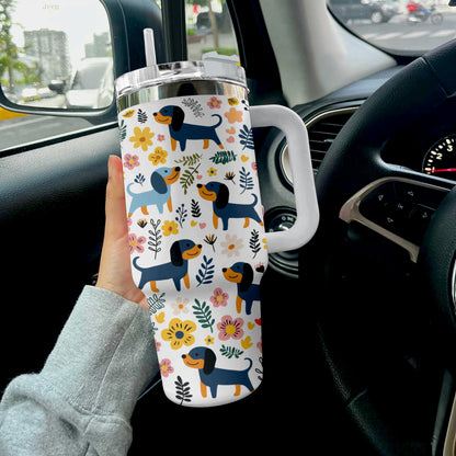 Shineful Tumbler Floral Cute Dachshund