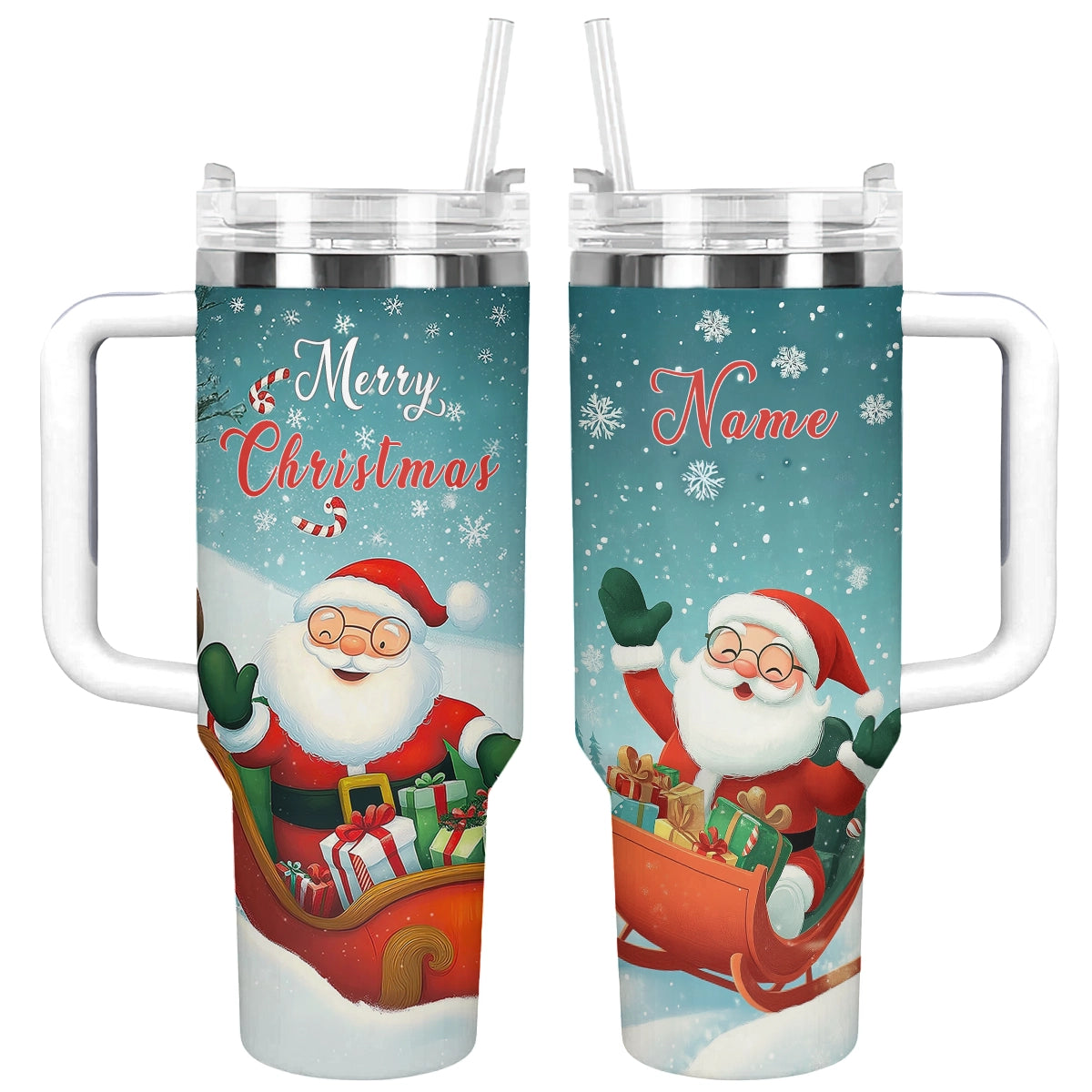 Shineful Tumbler Personalized Christmas Jolly Santa Sleigh Ride