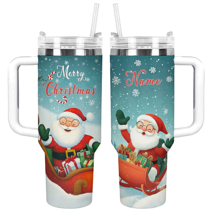 Shineful Tumbler Personalized Christmas Jolly Santa Sleigh Ride