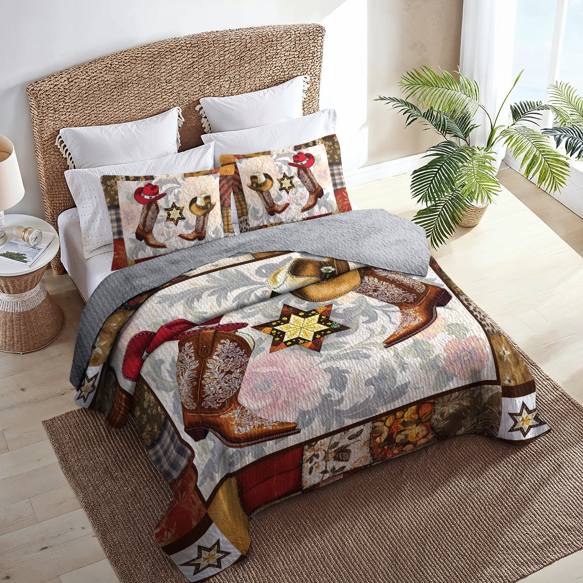 Shineful All Season Quilt 3-Piece Set - Beautiful Vintage Cowboy