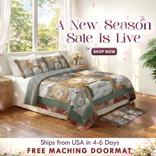 Shineful Quilt 3-Piece Set Sleepy Cats