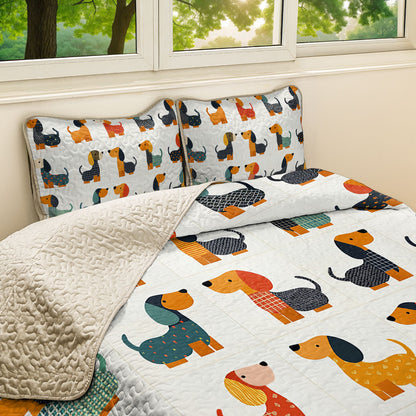 Shineful All Season Quilt 3-Piece Set Cute Dachshund Pattern